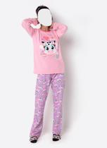 Pijama Manga Longa Algodão Feminino Vaca Patches Puket