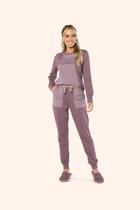 Pijama Manga Longa Ametista em Algodão e Malha Mescla - Lua Encantada Pijama Manga Longa Ametista em Algodão e Malha Mescla - Lua Encantada