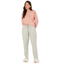 Pijama Manga Longa Calça Xadrez Alegre suas Noites de Sono Pijama Manga Longa Calça Xadrez Alegre suas Noites de Sono