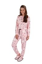 Pijama Manga Longa com Calça Rosa Estrelar Pijama Manga Longa com Calça Rosa Estrelar