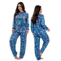 Pijama Manga Longa Feminino Stitch Blusa De Frio Inverno