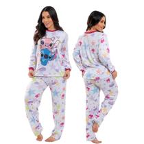 Pijama Manga Longa Feminino Stitch Blusa De Frio Inverno