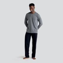 Pijama manga longa gola careca p cinza mescla escuro unica Pijama manga longa gola careca p cinza mescla escuro unica