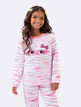 Pijama Manga Longa Infantil Feminino Múmia Brilha no Escuro