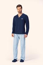 Pijama Manga Longa Masculino Aberto Resiliência em Algodão - Lua Encantada Pijama Manga Longa Masculino Aberto Resiliência em Algodão - Lua Encantada