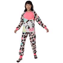 Pijama Manga Longa Soft Menina Teen Vaca Chocolate Puket Tamanho:8