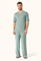 Pijama Masculina Manga Curta com Calça Singelo em Viscose - Lua Encantada