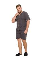 Pijama Masculino 100% Algodão Plus Size Aberto c/ Botão Adulto