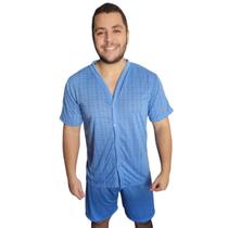 pijama masculino aberto com botões manga curta e Short Verão
