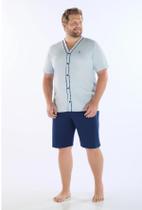 Pijama Masculino Aberto Meia manga com Bermuda Algodão Plus