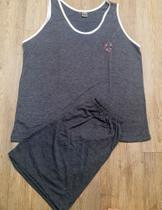 Pijama masculino adulto de malha regata cinza Tam P