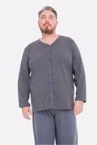 Pijama Masculino Adulto Plus Size Aberto Listrado - Bela Notte