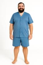 Pijama Masculino Adulto Plus Size Botão Tamanho Grande G1 G2 G3 Manga Curta