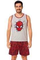 Pijama Masculino Adulto Super Heróis Conjunto Dormir Regata Shorts Curto Personagem Verão