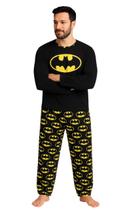 Pijama Masculino Adulto Super Heróis Manga Longa Calça Personagem Quentinho Confortável Frio