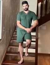 Pijama Masculino Adulto Verão Manga Curta Short