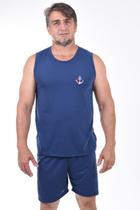 Pijama Masculino Blees Manga Curta 082 Liso Detalhe Bordado