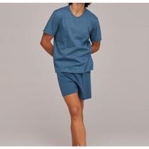 Pijama masculino blusa manga curta short confortável casual