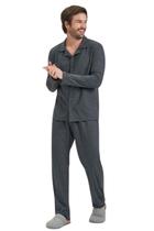Pijama Masculino Calça Manga Longa Abotoado Cor Com Amor