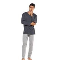 Pijama Masculino Chumbo/Mescla KPR 173024 100% Algodão