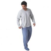 Pijama Masculino Conjunto Calça e Blusa Manga Longa Malha Algodão - Puff - Índigo - GG Pijama Masculino Conjunto Calça e Blusa Manga Longa Malha Algodão - Puff - Índigo - GG