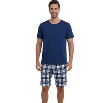 Pijama Masculino Curto com Bermuda Xadrez Estilo, Conforto e Escolha de Cor Pijama Masculino Curto com Bermuda Xadrez Estilo, Conforto e Escolha de Cor
