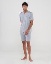 Pijama Masculino Curto Modal Gola V Cinza Lohe