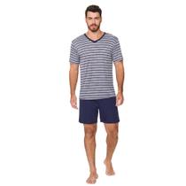Pijama Masculino Curto Poliamida Listrado Marinho - 268010