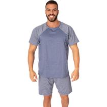 Pijama Masculino Curto Vekyo Modas Adulto Conjunto Short e Camisa Manga Curta Verão Roupa de Dormir