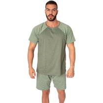 Pijama Masculino Curto Vekyo Modas Adulto Conjunto Short e Camisa Manga Curta Verão Roupa de Dormir