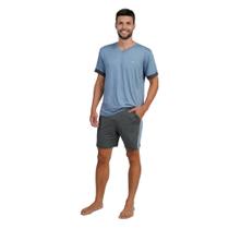 Pijama Masculino Curto Visco Az. Elementar/Msc. Escuro - 268047
