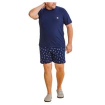 Pijama Masculino Danka Plus Size Curto Azul Marinho - 011020 Pijama Masculino Danka Plus Size Curto Azul Marinho - 011020