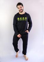 Pijama masculino de algodão preto inverno Pijama masculino de algodão preto inverno