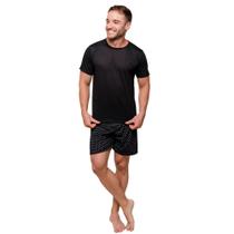 Pijama Masculino Diones com Camiseta Lisa e Shorts Estampado