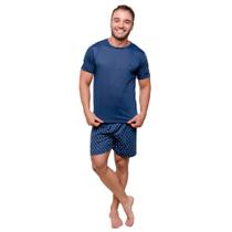 Pijama Masculino Diones com Camiseta Lisa e Shorts Estampado