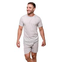 Pijama Masculino Diones com Camiseta Lisa e Shorts Estampado