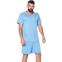 Pijama Masculino Gola V Fechado Vekyo Básico Roupa de Dormir Frio Linha Noite Inverno