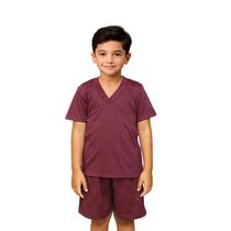 Pijama Masculino Infanto Juvenil Gola V Manga Curta Conjunto Menino Criança Macio Dormir Verão