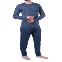 Pijama Masculino Lezi Longo Gráfico Azul - 3009 Pijama Masculino Lezi Longo Gráfico Azul - 3009