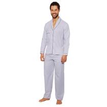 Pijama Masculino Longo Aberto Listrado 100% Algodão Cordonê PL920