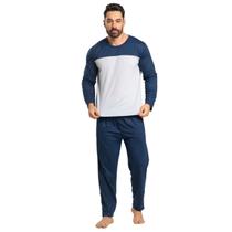 Pijama Masculino Longo Bicolor Inverno Bella Fiore Básico Roupa De Dormir Para o Frio Linha Noite Pijama Masculino Longo Bicolor Inverno Bella Fiore Básico Roupa De Dormir Para o Frio Linha Noite