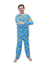 Pijama Masculino Longo Divertido Bananas Blue - Alegria de Montar