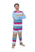 Pijama Masculino Longo Divertido Listras Coloridas