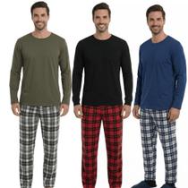 Pijama Masculino Longo Inverno Liso Básico Xadrez Pijama Masculino Longo Inverno Liso Básico Xadrez