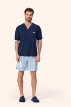 Pijama Masculino Manga Curta Aberto Resiliência em Algodão - Lua Encantada Pijama Masculino Manga Curta Aberto Resiliência em Algodão - Lua Encantada