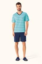 Pijama Masculino Manga Curta Abrigo em Algodão - Lua Encantada