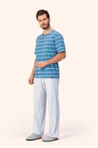 Pijama Masculino Manga Curta Companheirismo em Malha Mescla - Lua Encantada