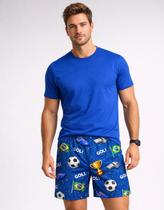 Pijama Masculino Manga Curta, Conjunto Confortável Camiseta e Short de Dormir do Brasil Pijama Masculino Manga Curta, Conjunto Confortável Camiseta e Short de Dormir do Brasil