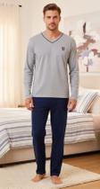 Pijama masculino manga longa básico em malha p ao gg