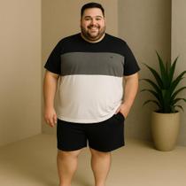 Pijama Masculino Plus Size Curto Viscolycra Preto/Mescla - 268040x